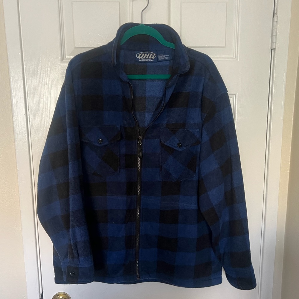 DHG Mens Black And Blue Fleece Zip Up